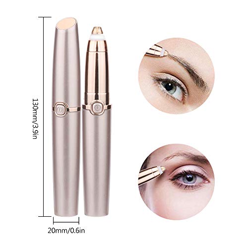 Eyebrow Hair Remover, DreamCatching Electric Eyebrow Trimmer Epilator for Women, Portable Painless Eyebrow Razor with Light (Battery Not Included), Rose Gold