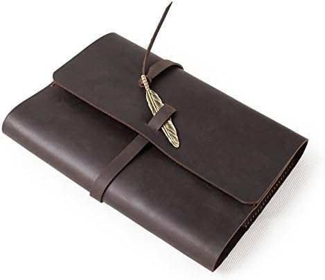 Ancicraft Leather Journal Diary Notebook Refillable A5 Cover with Feather Pen Loop Vintage Lined Craft Paper Handmade