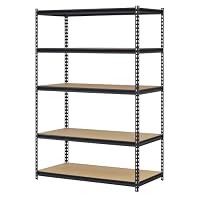 Edsal URWM184872BK Black Steel Storage Rack, 5 Adjustable Shelves, 4000 lb. Capacity, 72" Height x 48" Width x 18" Depth