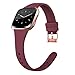 Tobfit Silicone Slim Band Compatible for Fitbit Versa 2/Versa/Lite/SE, Narrow & Thin Sport Wristband with Metal Buckle for Women/Men, Wine red, Large
