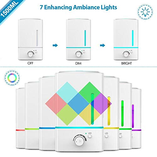 1500ml Aroma Essential Oil Diffuser Large – Exqline Diffusers for Essential Oils Large Room Large Aromatherapy Diffuser Large Room Diffuser Humidifier Unique Diffusers for Essential Oils 7 LED Color