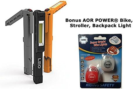 3 Pack NEBO 6657 LEO Work Light and Spot Light #AOR6657, 9 X AAA Batteries Includes Bonus AOR POWER® Bike, Stroller, Backpack, Helmet Lights