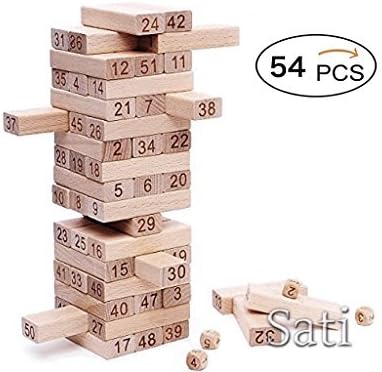Be strong for a digit in a wooden figure Jenga [54 block +4 dice] educational toys adults and sense of play also enjoy children