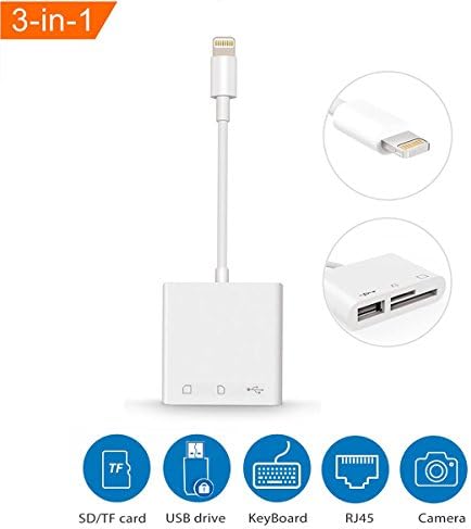 WamGra Lightning to USB 3 Camera Adapter,SD Card Reader,Micro SD USB Memory Card Reader Adapter,Trail Game Camera Card Viewer Reader for iPhone iPad iPod,No App Required