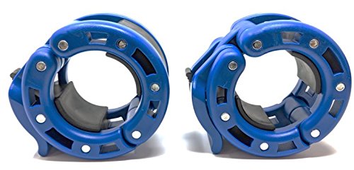 PRO Premiere Quick Release Pair of Locking 2" Olympic Size Barbell Clamp Collar by Clout Fitness (Blue 2-Pack) - Thumbnail 3