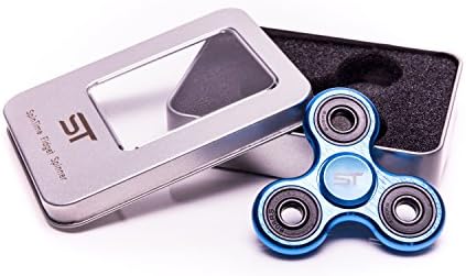 Aluminum Fidget Spinner Toy - High Speed R188 Steel Bearing - Blue Metal Spinner - At Least 3 Min Spins - Premium EDC ADHD - eBook included - SpinTime