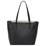 DAVIDJONES Women's Top Handle Shoulder Handbags Tote Purse Black