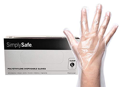 SimplySafe Poly Food Service Disposable Gloves, Translucent, 500 per Box/20 Boxes per case, Large