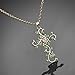 FINREZIO Pink Cubic Zirconia Cross Pendant Necklace for Women Gold-Plated Chain Necklace Jewelry Gift