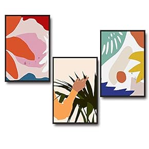 3 Piece Framed Canvas Wall Art for Living Room, Bedroom Mattis and Brutalist Canvas Prints for Modern Home Decoration Ready to Hang - 16"x24"x3 Panels