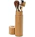 Makeup Brush Set - Beautiful Compact Bamboo Case Perfect for at Home, Purse & Travel with 5 Brushes for Blush/Bronzer, Eye Shadow, Lip Liner, Eyebrow/Eyelash, Concealer. All in One Make Up Brushes Kit