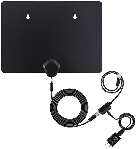 Primacc Ultra-Thin Digital HDTV Antenna, Indoor 50 Miles Amplified TV Antenna with Detachable Signal Amplifier and 10 Feet Coaxial Cable
