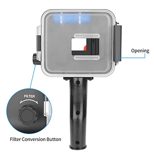 SHOOT 900LM Scuba Diving Light for GoPro HERO7 Black/HERO6/HERO2018/HERO5 Black - Built-in Waterproof Case,Rechargeable Battery,Red Filter and Shutter Trigger