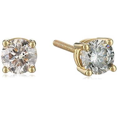 Amazon Collection Certified 14k Gold Diamond with Screw Back and Post Stud Earrings (1/4-2 cttw, J-K Color, I1-I2 Clarity)