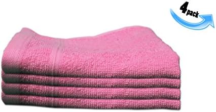 All Design's Turkish Dobby Terry Border WashCloths - %100 Cotton - 13 inch by 13 inch, 4 Pieces Pink Color