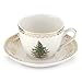 Spode Christmas Tree Gold Teacup and Saucer, Set of 4