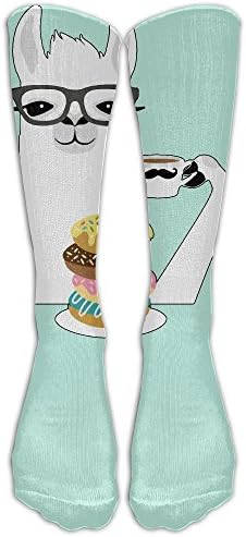 DaSOC Llama Donut Unisex Novelty Premium Calf High Athletic Socks Fashional Tube Stockings Size 6-10