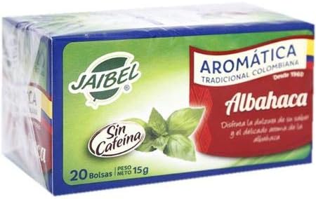 JaibelAromatica Tradicional Colombiana Albahaca Net.Wt 15 gr 20 bolsitas