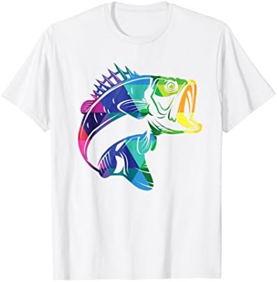 Mens Fishing Tshirt for Bass Fisherman Fishing Gifts for Him Small White