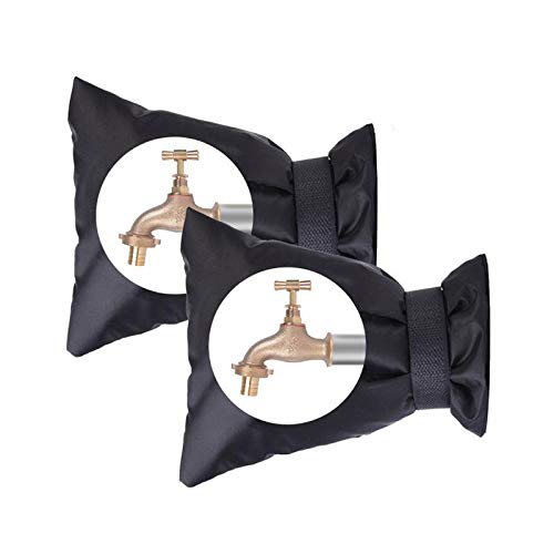 BOENFU Outdoor Faucet Covers, 8.7" H x 7.1" W, 2PCS Outside Garden Faucet Water Sprinkle Valve Insulation Wrap, Hose Bib Spigot Pipe Tap Pouch Protector Spout Cover Socks for Winter Freeze Protection