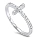 CHOOSE YOUR COLOR Sterling Silver Sideways Cross Ring