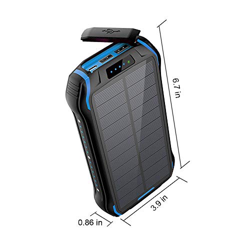 Solar Charger 26800mAh Qi Wireless Portable Solar Power Bank External Backup Battery with 4 Outputs & Dual Inputs Type-C Huge Capacity Phone Charger for Smartphones, 18LED Flashlights for Outdoor