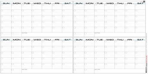 Laminated Blank - 24" x 48" - Extra Large - Erasable 4 Month Horizontal Wall Planner (4Mh-24x48)