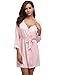 Aibrou Womens Satin Sleepwear 2 Piece Set Lace Cami Nightgown and Robe