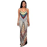 Backless Maxi Dress Black Sexy Dresses African Print Color Block Long Sleeve Tops Womens Animal XL