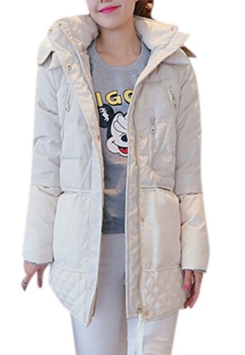 Allbebe Women's Winter Slim Thicken Long Down Jacket Coat XL White