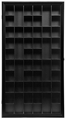 GALLERY SOLUTIONS 17x32 Shot Glass Display Case with Hinged Front in Black #16FW1057