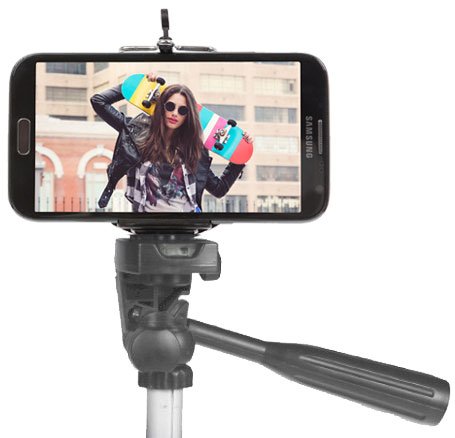 Selfie Bluetooth Wireless Camera Remote Control Shutter for Apple IOS & Android Cell Phones + IVATION Universal Cell Phone Tripod Mount Adapter with 1/4x20 Standard Tripod Thread For Samsung Galaxy, Note 5, Note 4, Note 3, Note 2, LG G5, G4, G3, G2, & Mos