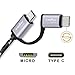 TRILINK Type C 2 in 1 Cable [2 Pack] 3.3Ft Braided USB C/Micro USB Combo Design Charge Data Sync Cord(Gray)