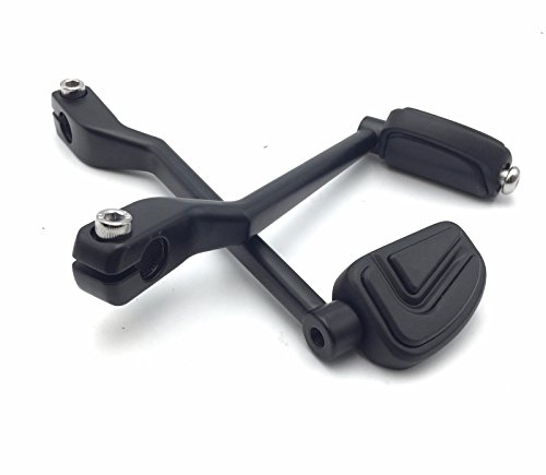 HTT Group Motorcycle Matte Black 2 PCs Billet Style Heel/Toe Shift Lever Gear Shift Foot Lever with Airflow Shifter Pegs For Harley FL Softail Touring Trike FLST FLT Road King Street Glide CVO