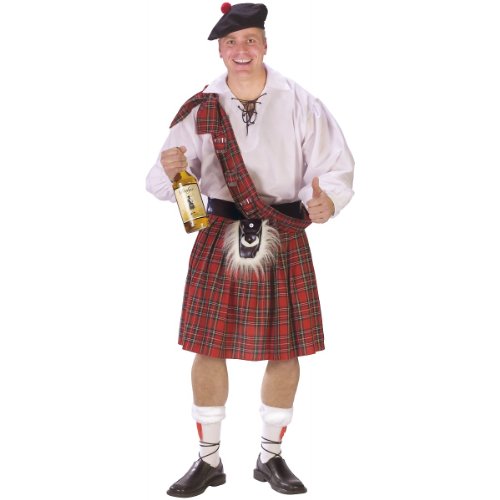 Adult Scottish Man Costumes - FunWorld Men's  Big Shot Scott, Red, One Size