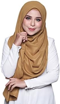 Fyka Instant Ready to Wear Gorgeous Hijab Shawl Scarf Elegant Style for Muslim Islamic Ladies Multicolor (Gold)