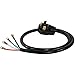 Certified Appliance Accessories 30-Amp Appliance Power Cord, 4 Prong Dryer Cord, 4 Color Coded Wires with Eyelet Connectors, 4ft, Copper Wire