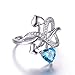 Jrose 925 Sterling Silver Created Ruby/Blue Topaz Heart Enternity Ring for Women