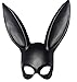 Sorrica Adult Bunny Rabbit Ears Hairband Costume Masquerade Mask for Birthday Party Easter Halloween (Black)