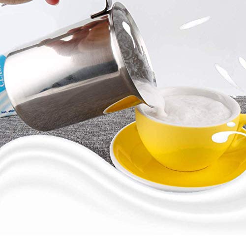 Elektrischer Schneebesen, Handpumpen-Milchaufschäumer aus Edelstahl, manuell betriebener Milchschaumbereiter, 17-Unzen… – Bild 3