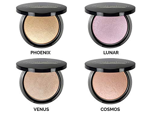 Aesthetica Starlite Highlighter - Metallic Shimmer Highlighting Makeup Powder - Venus (Pearlescent White)