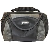 Synergy Digital Canon VIXIA HF R500 Camcorder Case Camcorder and Digital Camera Case, Carry Handle & Adjustable Shoulder Strap, Black/Grey