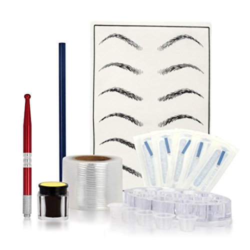 Chartsea Microblading Practice Skin HandMade Pen Makeup Eyebrow Tattoo Needle Pigment Kit (Red)
