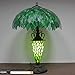 WERFACTORY Tiffany Style Table Lamp Green Stained Glass Wisteria Mother-Daughter Vase Lamp 16X16X24 Inches Desk Reading Light Decor Bedroom Living Room Home Office S523 Series