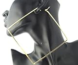 3 Pairs of Goldtone 4 Inch Square Hoop Earrings Basketball Wives