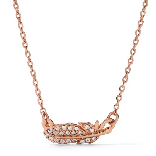 Fossil Feather Rose Gold-Tone Necklace 