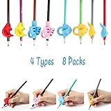 Pencil Grips,8 Packs(4 Types) Pencil Grips for Kids Handwriting,Ergonomic Writing Posture Correction Tool for Children,Kids,Preschoolers,Adults,Lefties or Righties