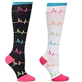 Nurse Mates 2 Pair Per Pack Compression Trouser Sock (EKG COMBO)