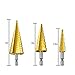 JelBo Step Drill Bit Set, HSS Cone High Speed Steel Metal Straight Groove Hole Cutting Drill Bits Sharpener, 1/4