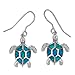 Sterling Silver Synthetic Blue Opal Turtle Dangle Earrings